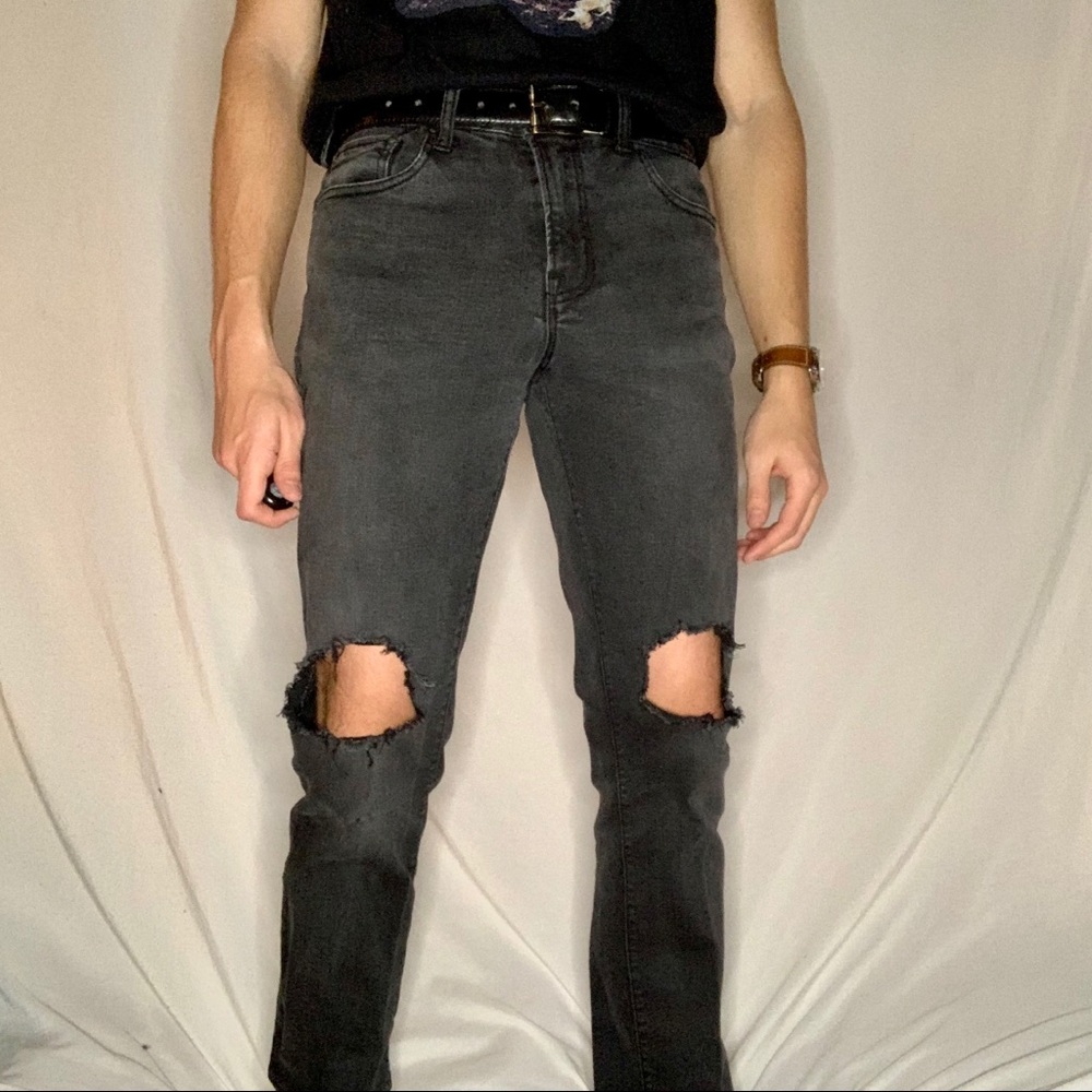 Aeropostale Custom Ripped Black Jeans Slimstraight